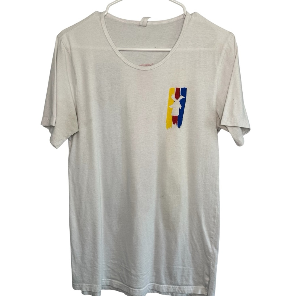 Dutch Bros Women’s White VINTAGE Scoop Neck Windmill Red+Blue+Yellow DB 1992